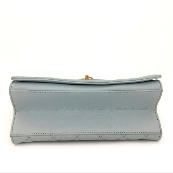 CHANEL Light Blue Quilted Lambskin 2 Way Shoulder Handbag Lambskin Leather - Picture 5 of 9